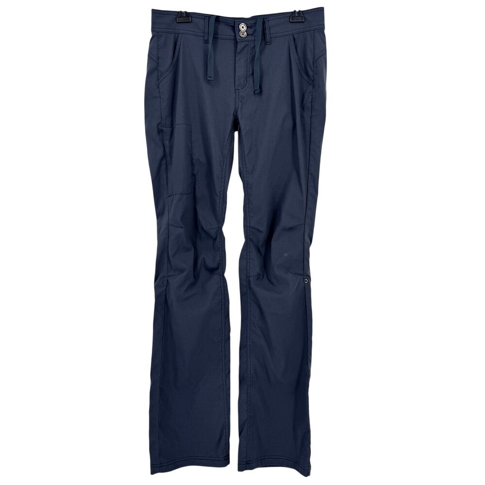 prAna Womens Sz 8 Tall Navy Stretch Hiking Cargo Pants Standard Fit 35" Blue